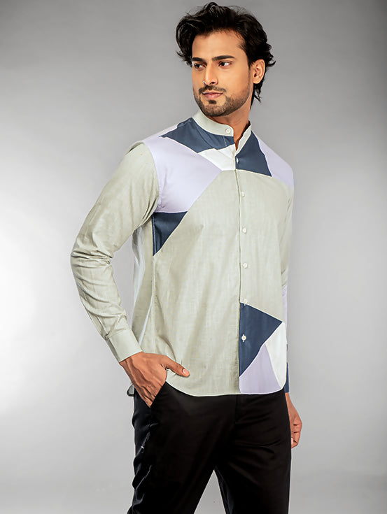 Patchwork Shirt - Grey