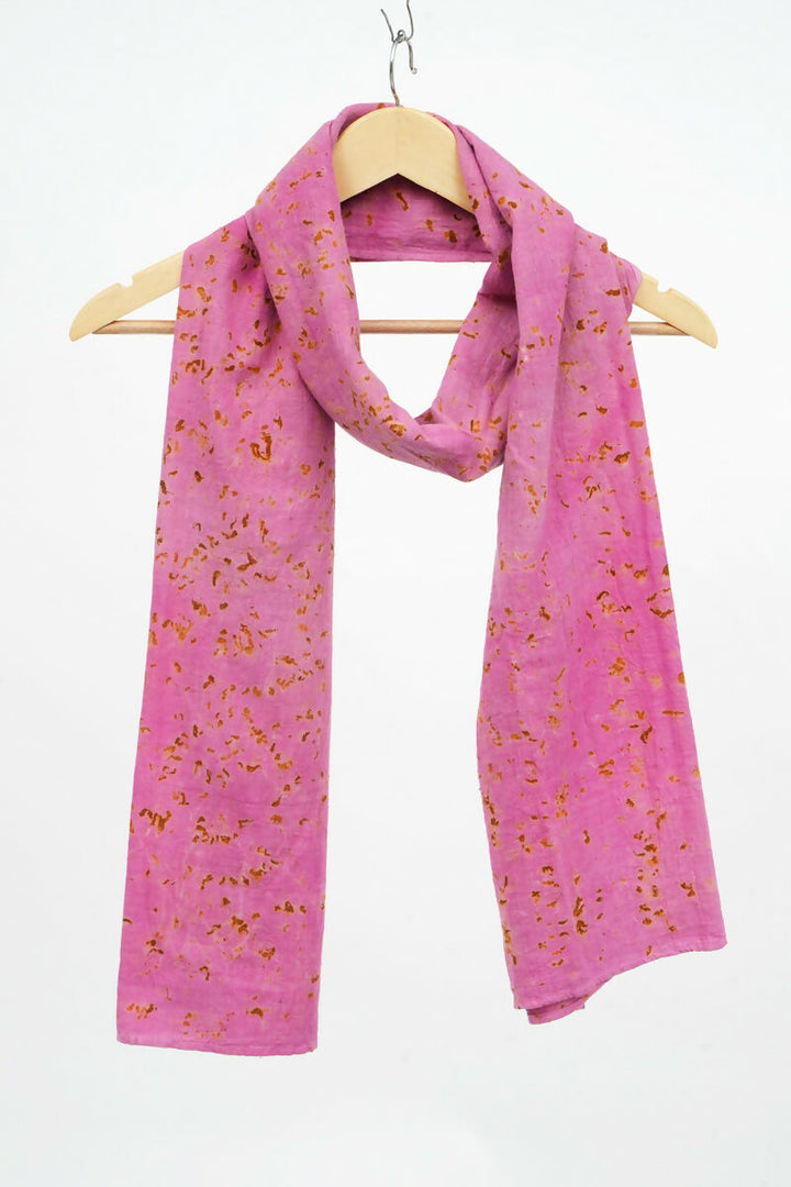 Eco-printed Kala Cotton Stole - Pink with Yellow