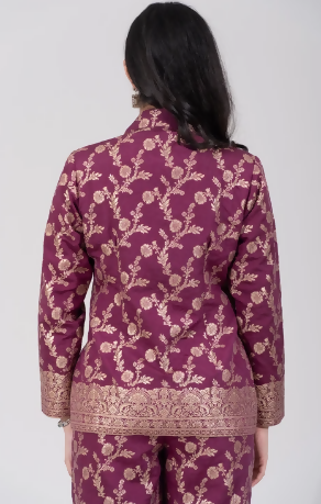 Wine Brocade Coord set