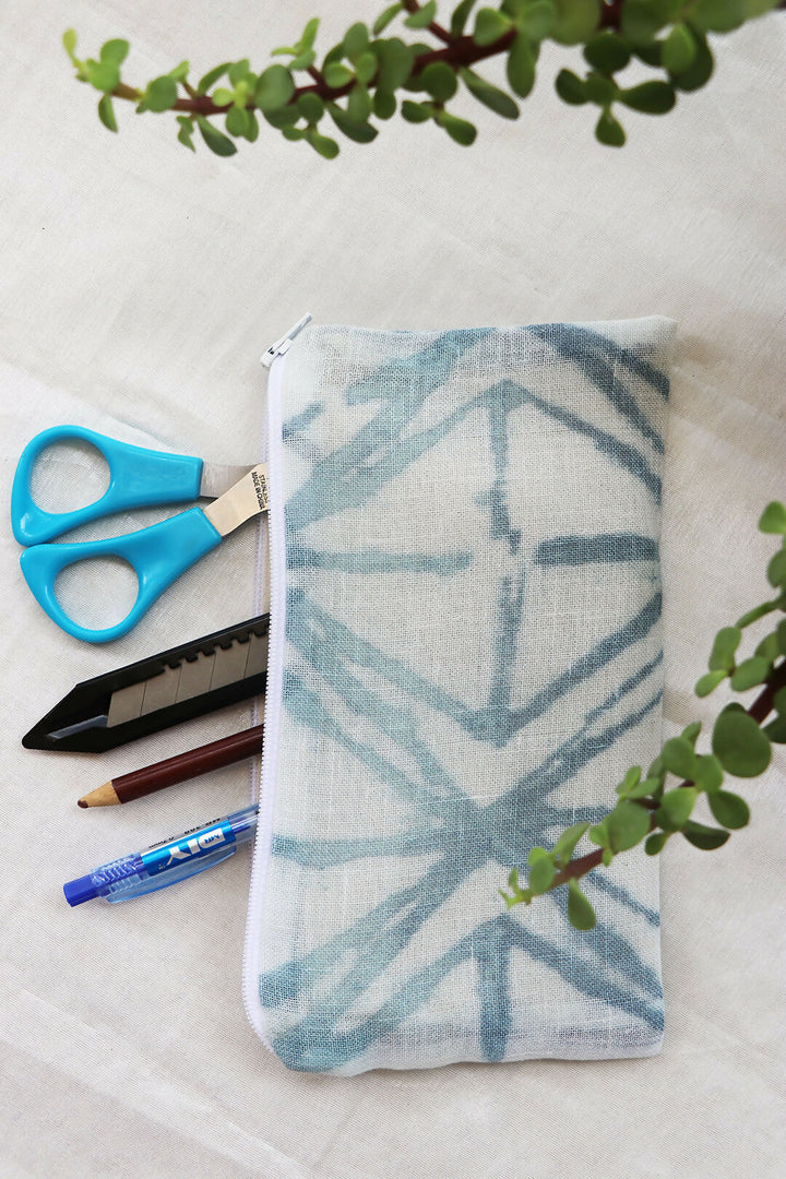 Blue Patterned Multipurpose Pouch