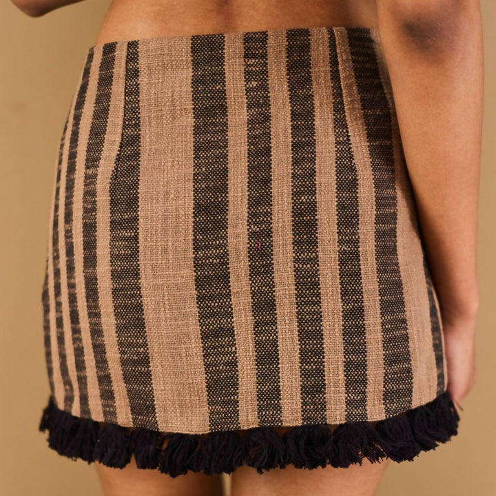 Brown Striped Mini Skort