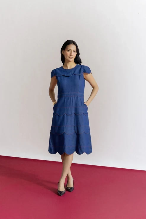 Blue Muse Scallop Dress