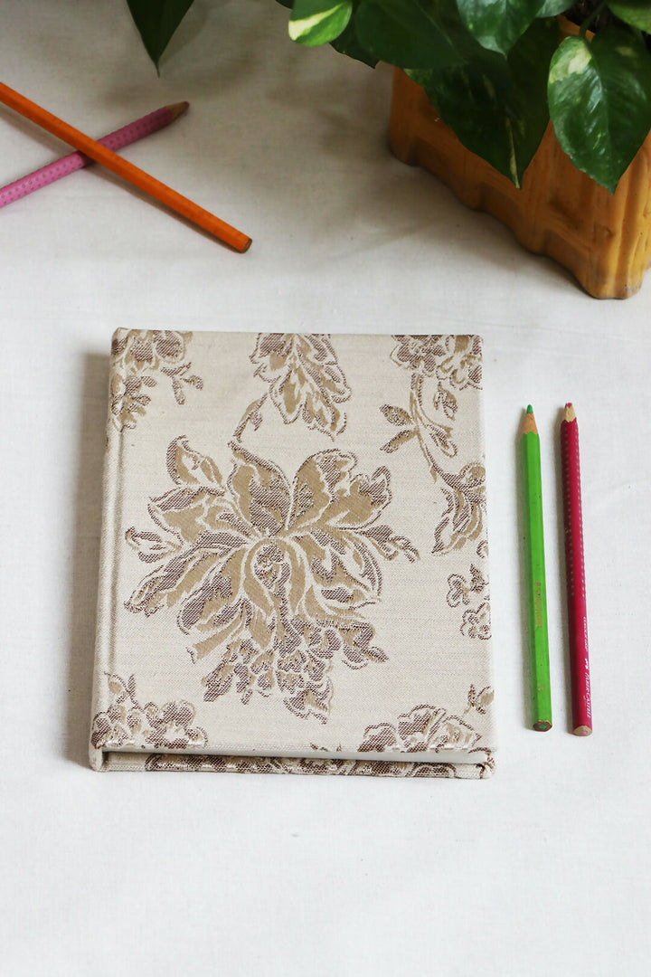 Beige Floral Printed Notebook
