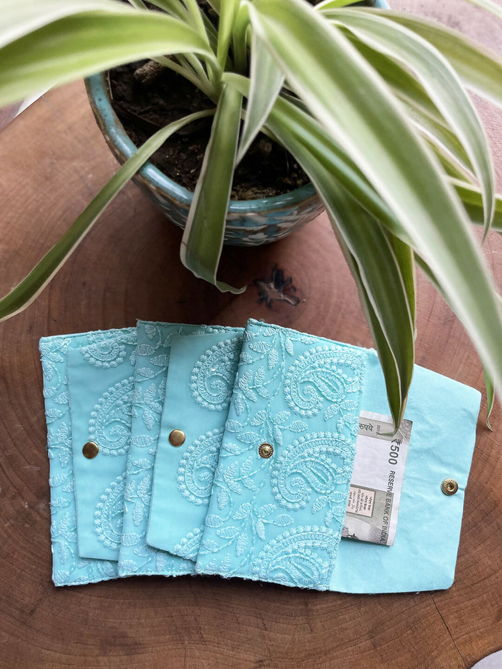 Blue Embroidered Money Envelope