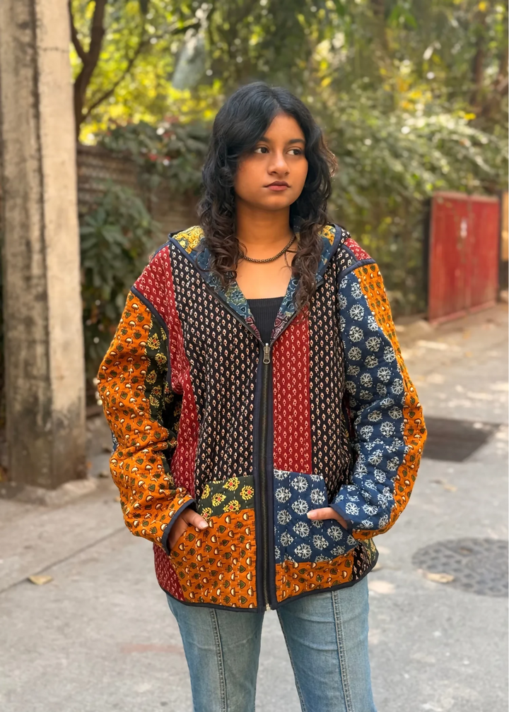 Vayu Reversible Hooded Jacket (Quilted) - Naqsh