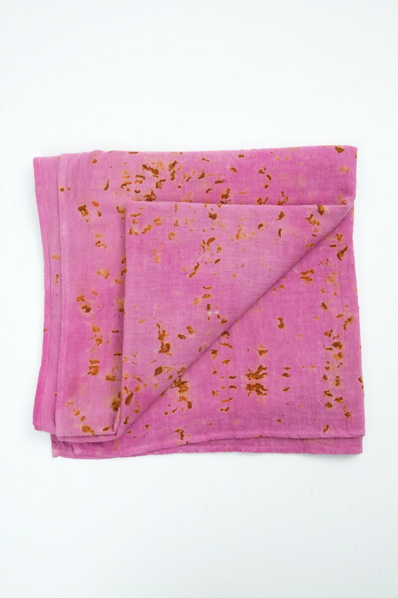 Eco-printed Kala Cotton Stole - Pink with Yellow