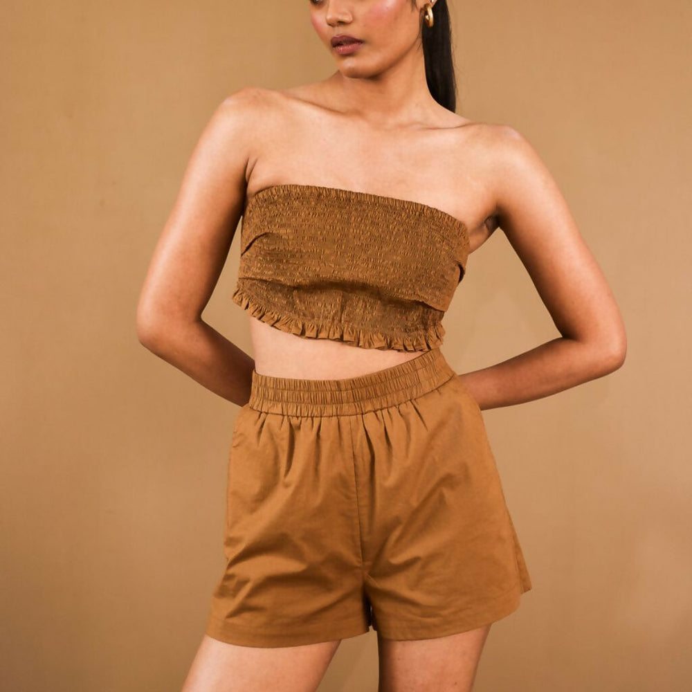 Brown Smocked Tube Top