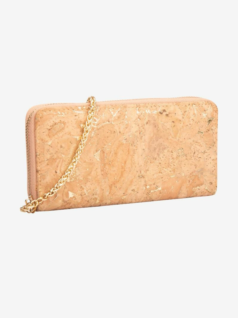 Beige And Gold Cork Wallet Purse
