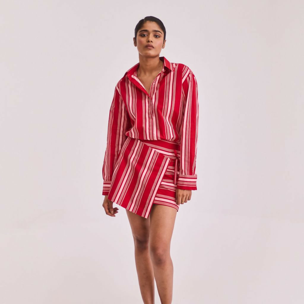 Red Shirt Short Dress