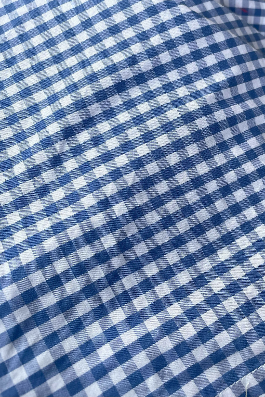 Blue Gingham Asymmetric Top