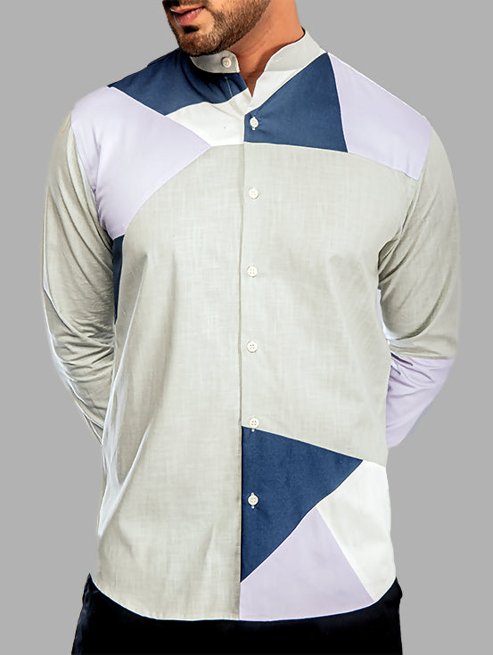 Patchwork Shirt - Grey