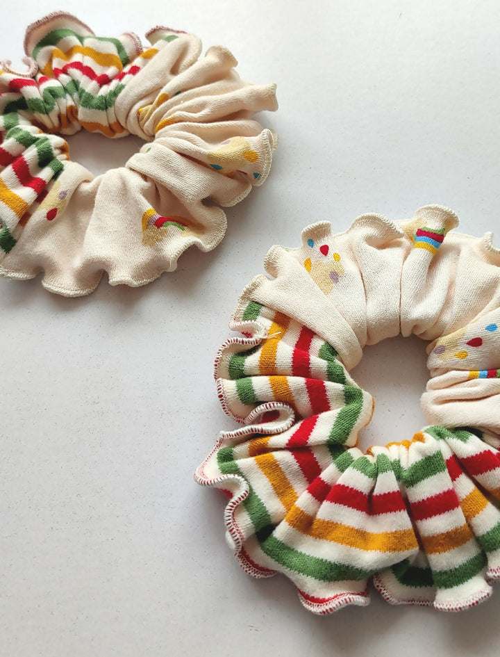 ⁠Rainbow head organic cotton scrunchie