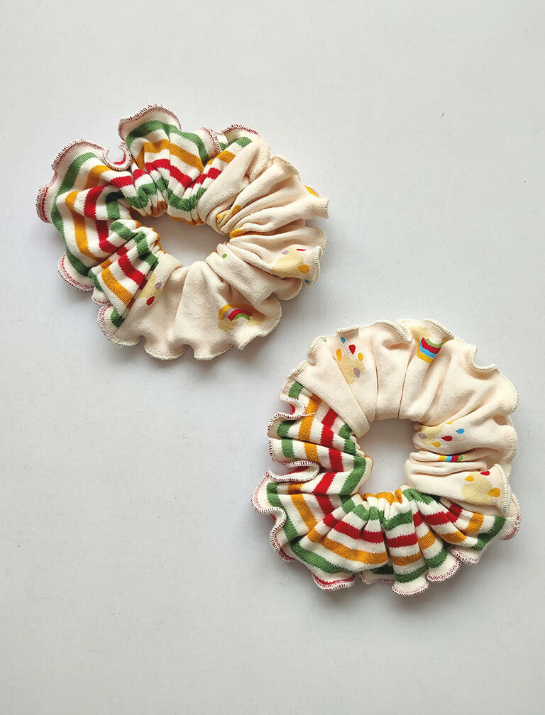 ⁠Rainbow head organic cotton scrunchie