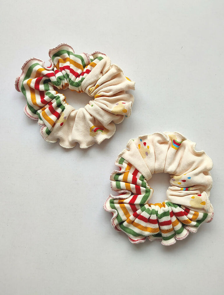 ⁠Rainbow head organic cotton scrunchie