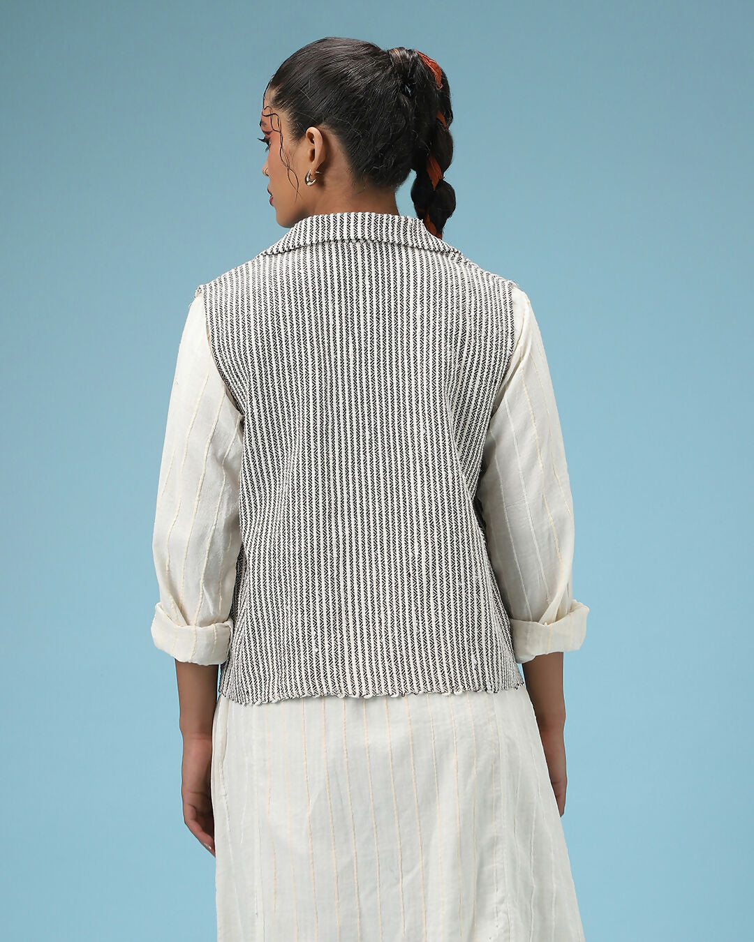 White-Black Loom & Line Vest