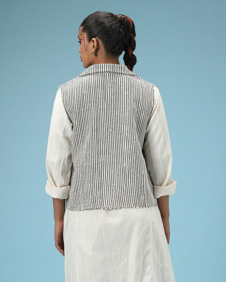 White-Black Loom & Line Vest