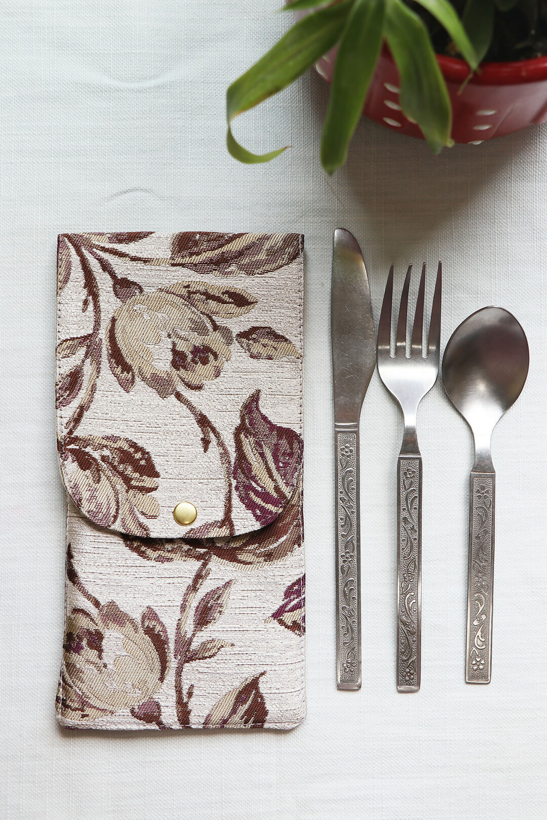 Brown Printed Cutlery Case