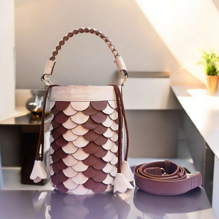 Wild Flower Bucket Bag - Beige & Brown
