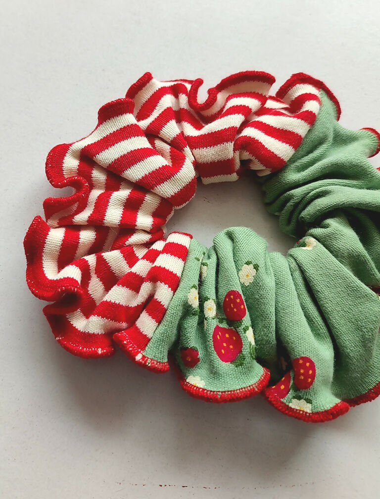 Merry Cherries Organic Cotton Scrunchie