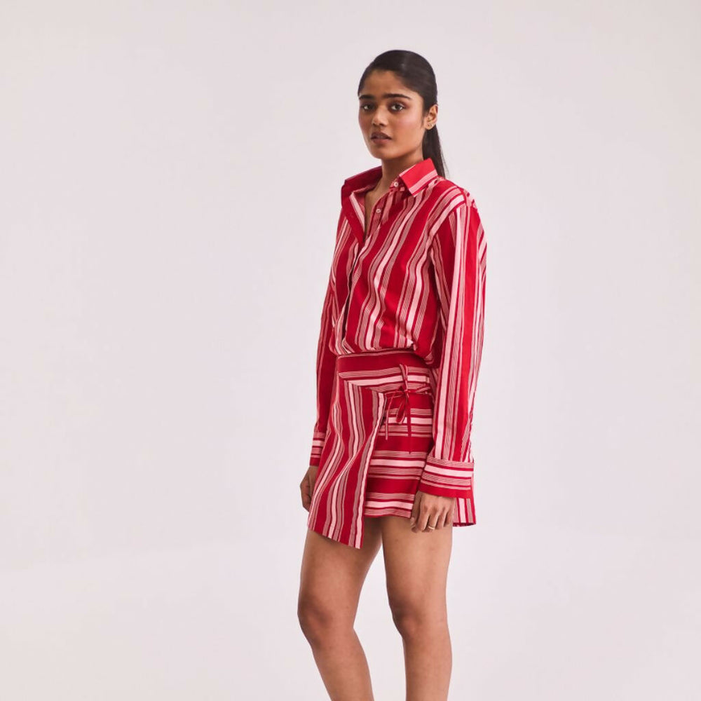 Red Shirt Short Dress