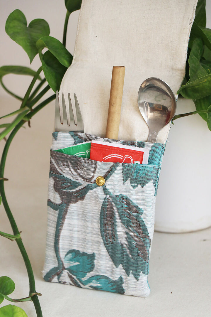 Blue Flower Printed Cutlery Case