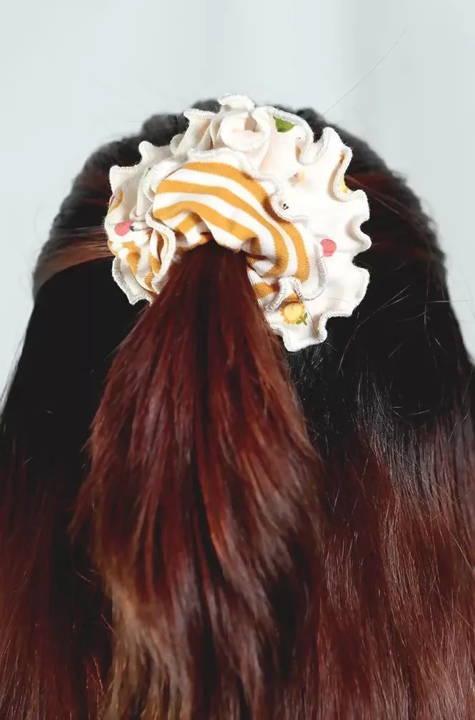 ⁠Rainbow head organic cotton scrunchie
