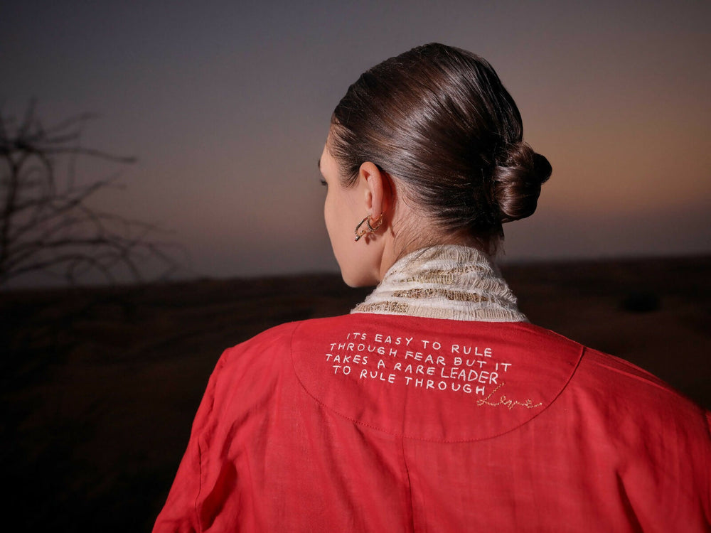 Beige and White Latifa Coat