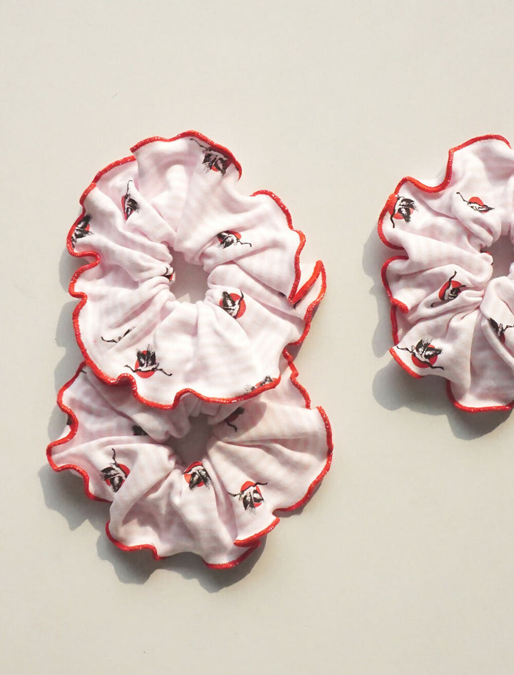Pink Crane Organic Cotton Scrunchie