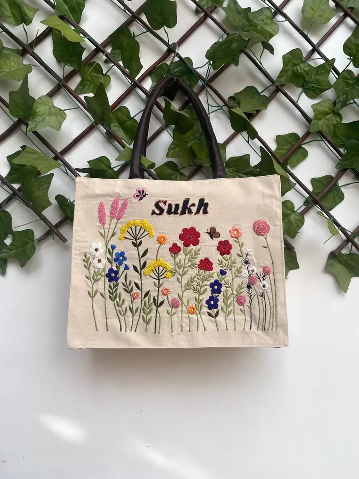 Floral Cascade Box Tote Bag