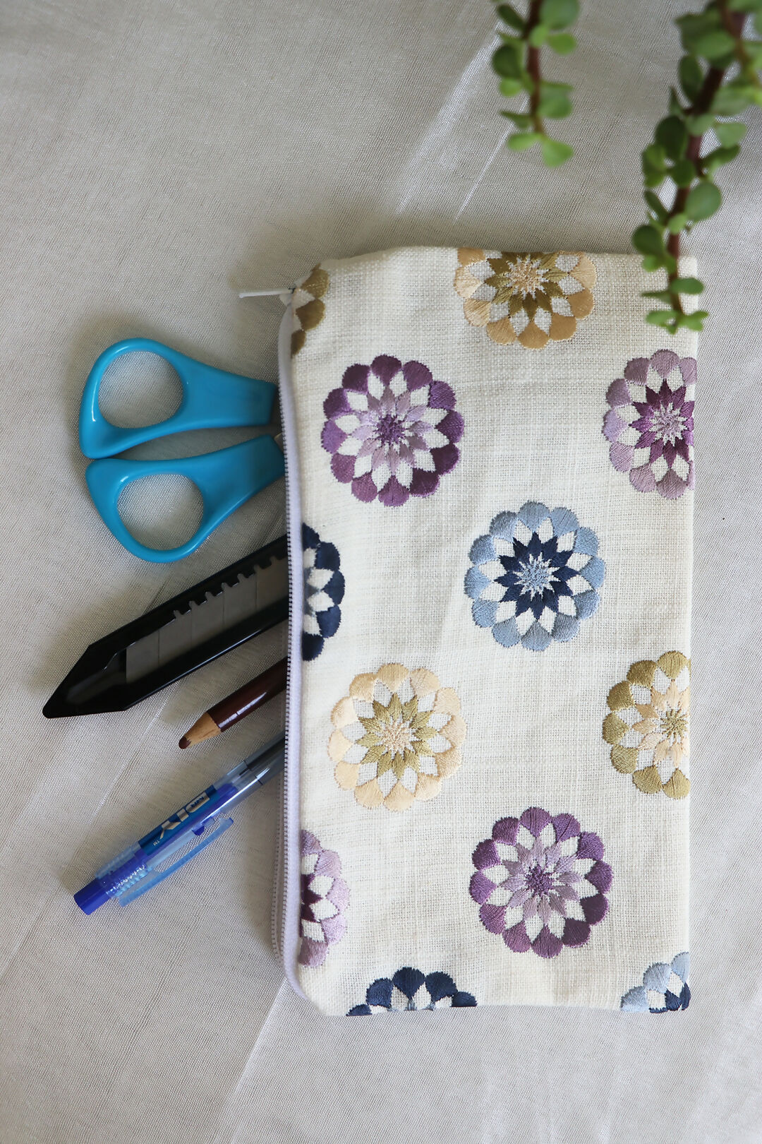 Embroidered Flower Multipurpose Pouch