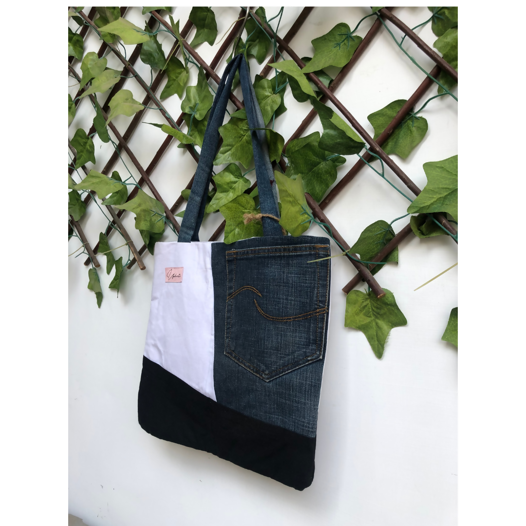 Denim Charm Tote Bag
