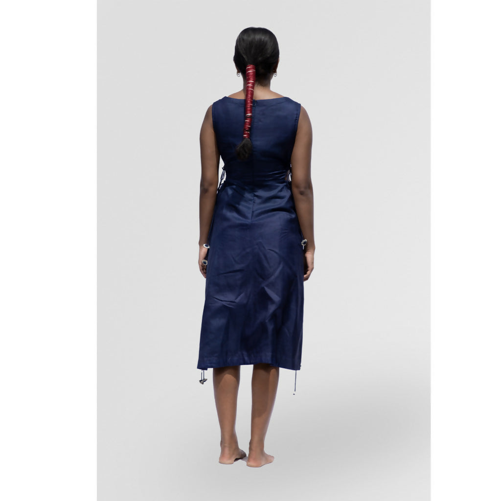 Navy Blue Burmese Cutout Dress 