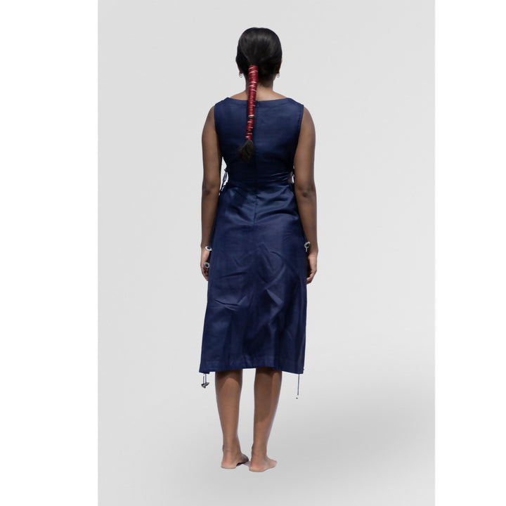 Navy Blue Burmese Cutout Dress 