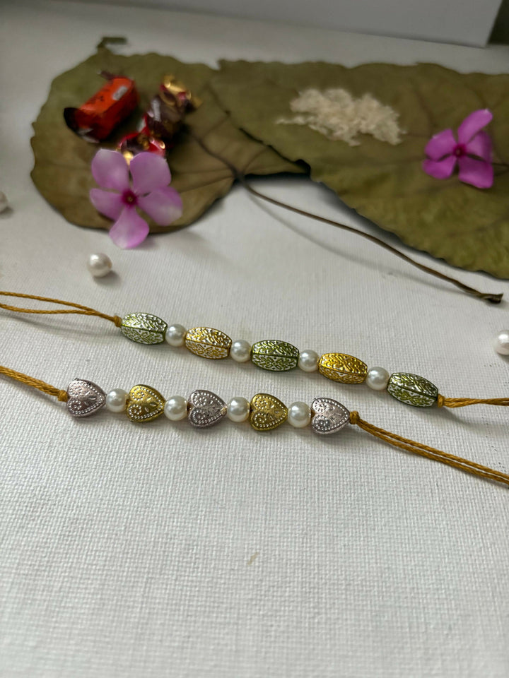 Yellow & Green Dilmil Rakhi - Set of 2
