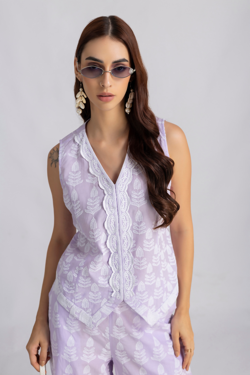 Lavender Embroidered Coord Set