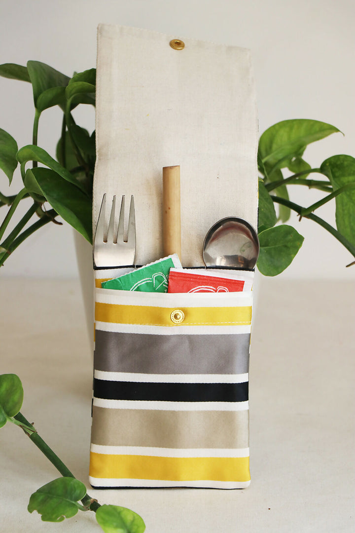 Yellow Printed Cutlery Case