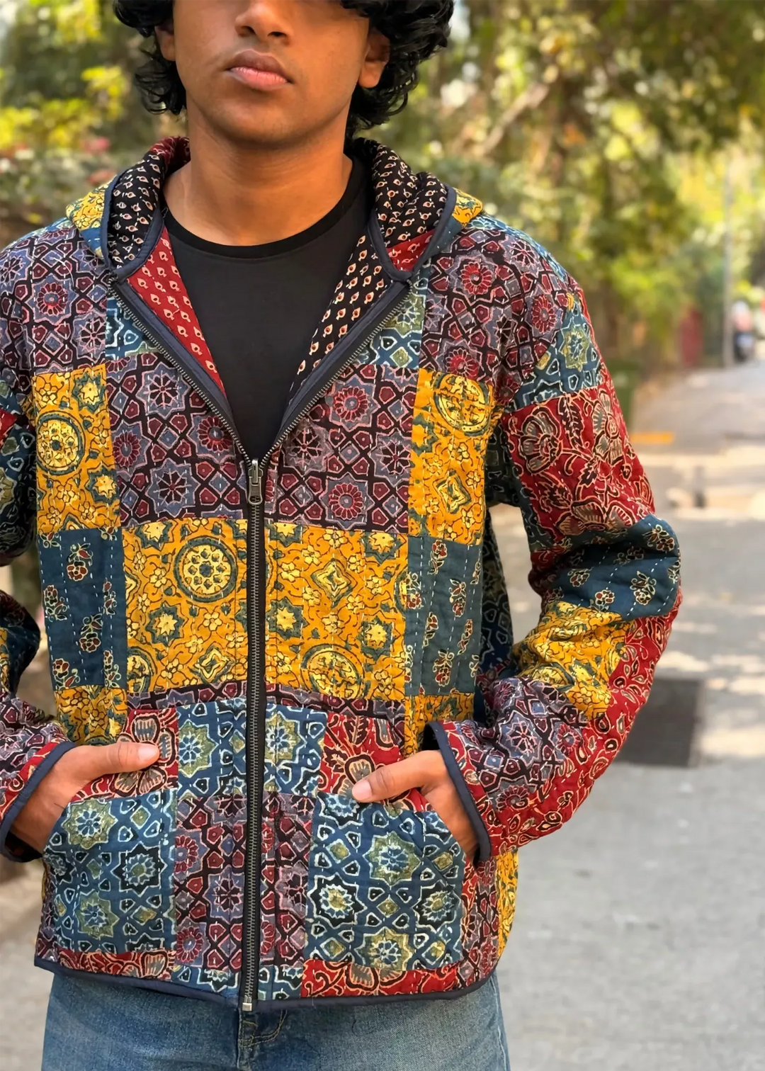 Vayu Reversible Hooded Jacket (Quilted) - Naqsh
