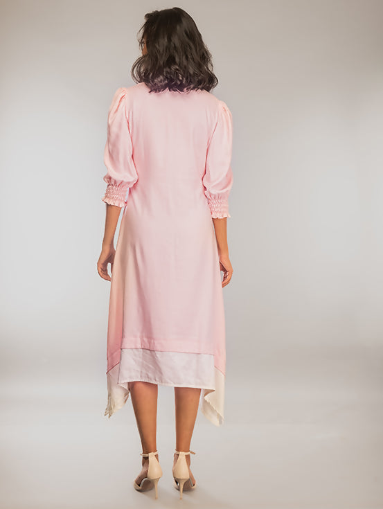 A-line Dress with Handwork - Light pink