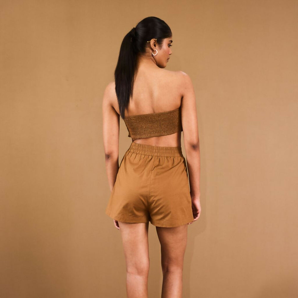 Brown Elasticated Shorts