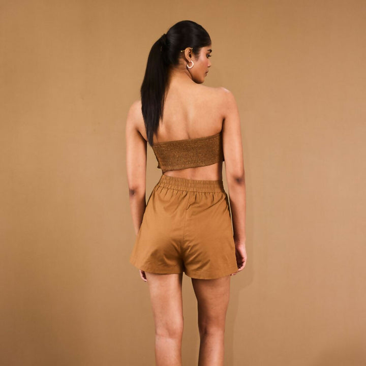 Brown Elasticated Shorts