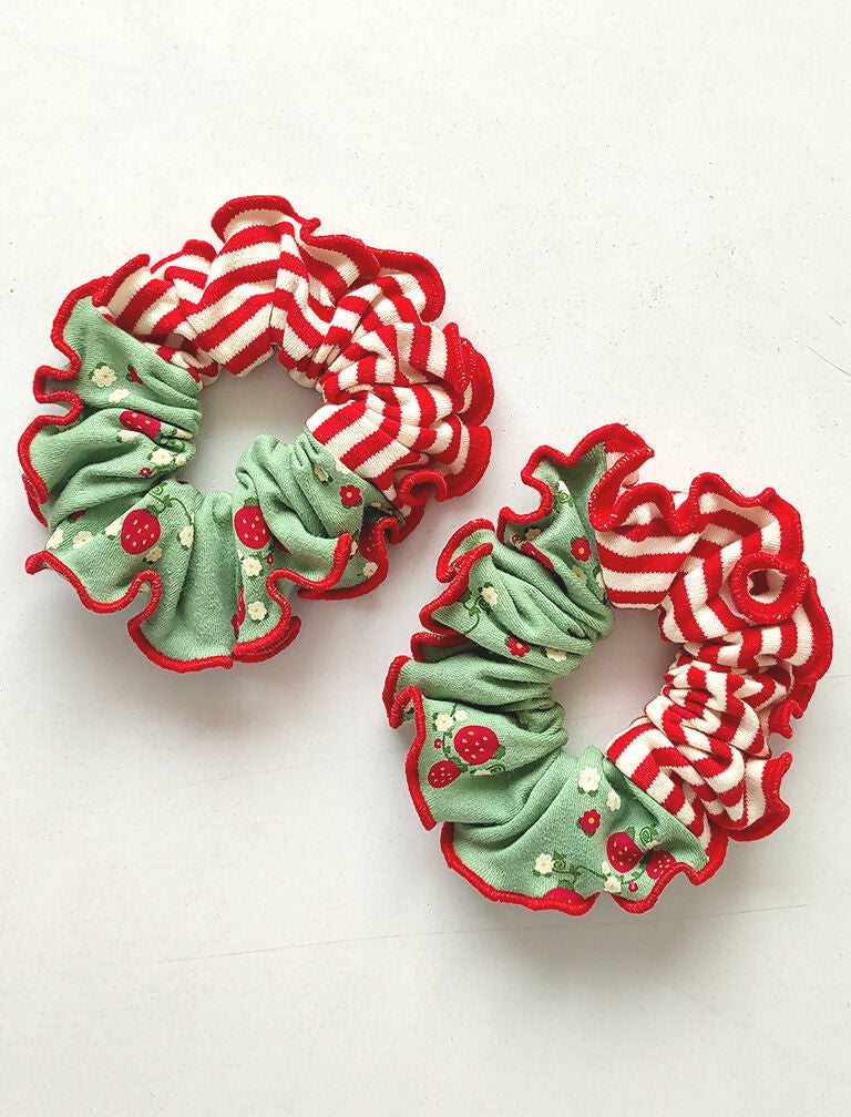 Merry Cherries Organic Cotton Scrunchie