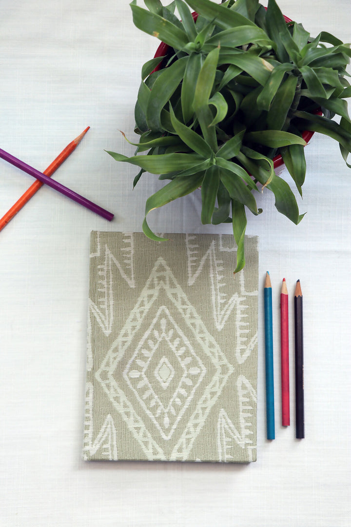 White Rhombus Printed Notebook