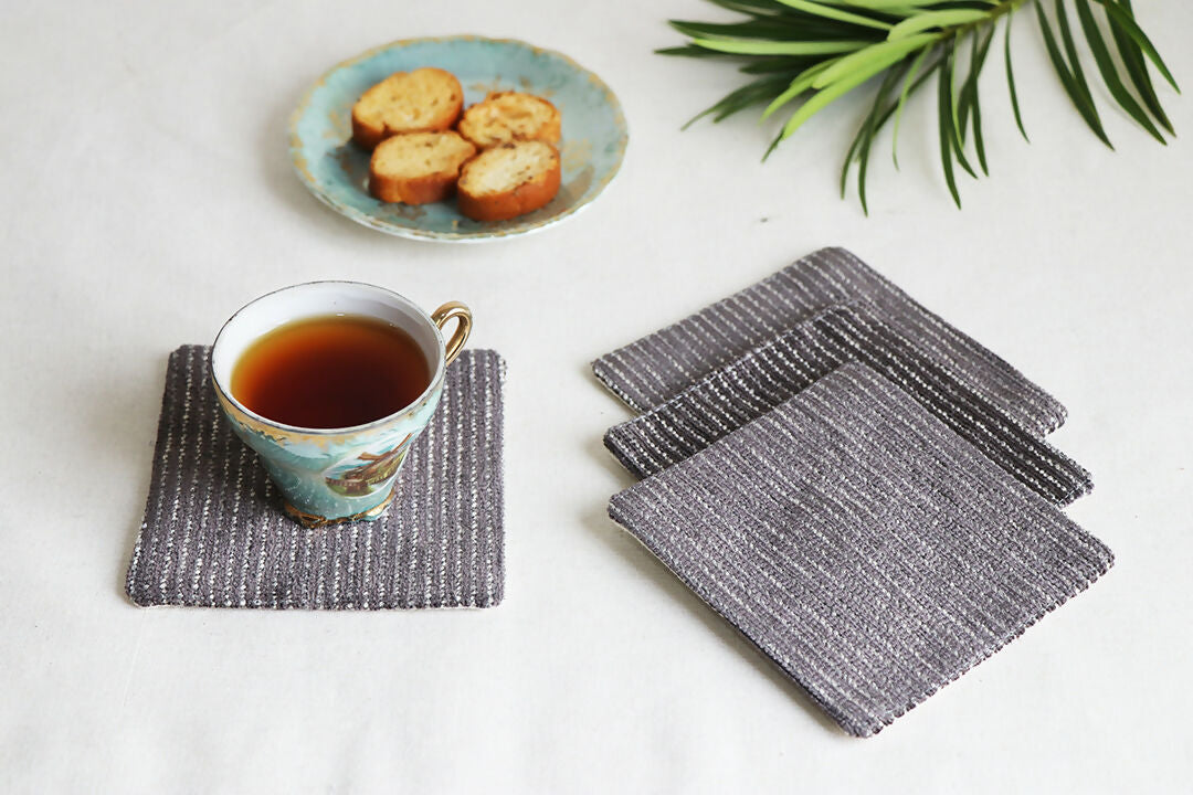 Grey Stripes Coaster Set Of 4