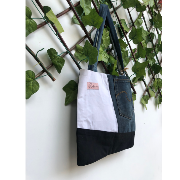 Denim Charm Tote Bag
