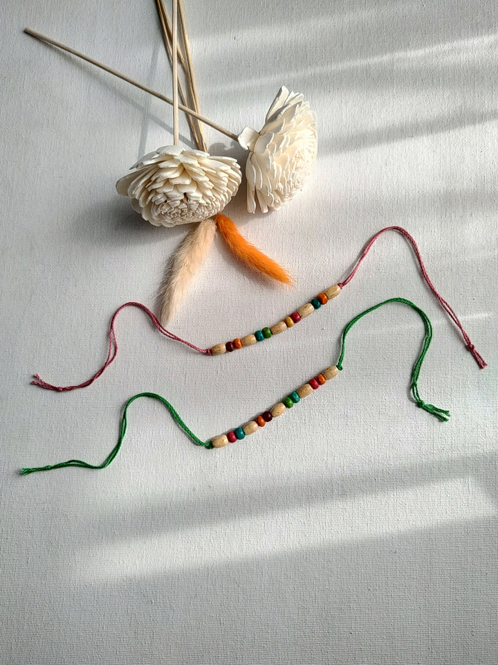 Wooden Beads Rakhi - Set of 2