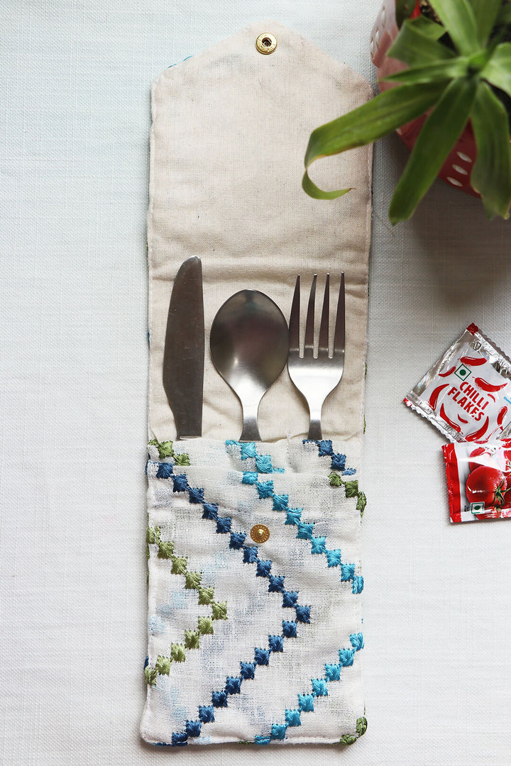 Zig-Zag Embroidered Cutlery Case