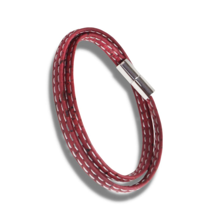 Mens Wrap Bracelet Wine Red & White
