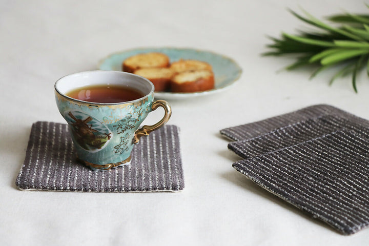 Grey Stripes Coaster Set Of 4