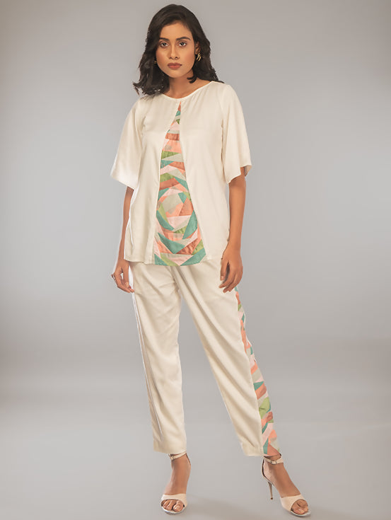 Patchwork Trousers - White