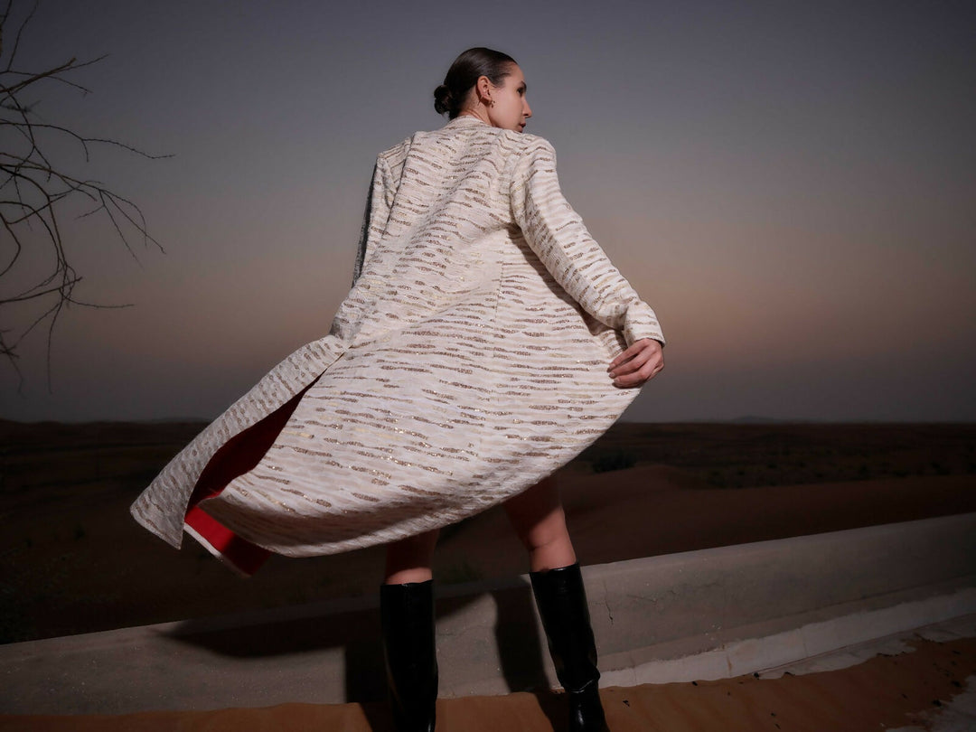 Beige and White Latifa Coat